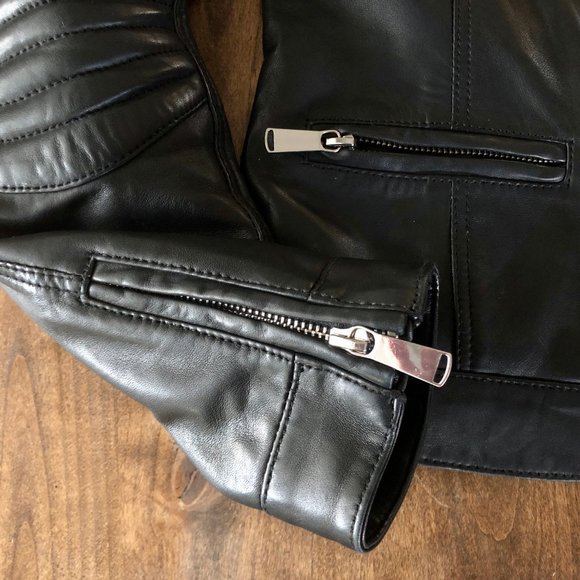 Wilsons Leather Black Moto Jacket - Picture 4 of 5